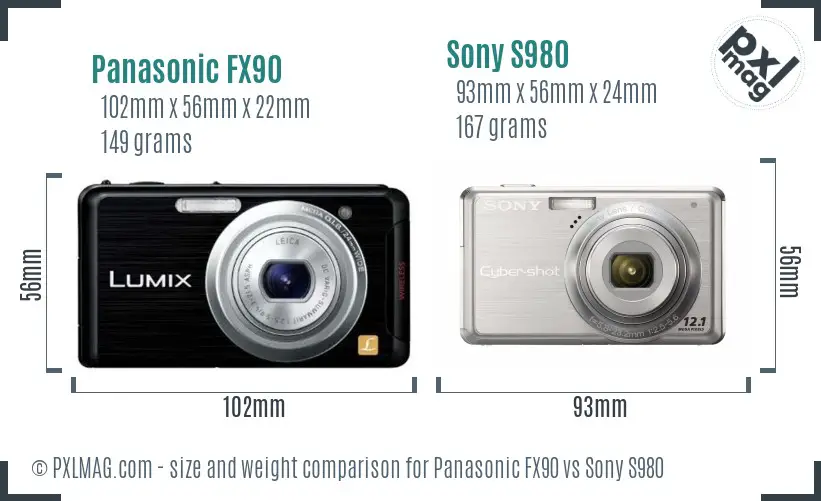 Panasonic FX90 vs Sony S980 size comparison