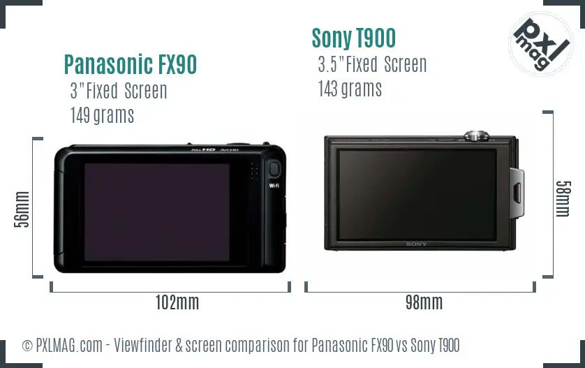 Panasonic FX90 vs Sony T900 Screen and Viewfinder comparison