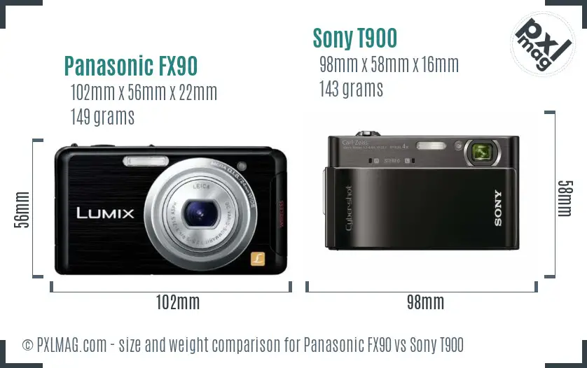 Panasonic FX90 vs Sony T900 size comparison