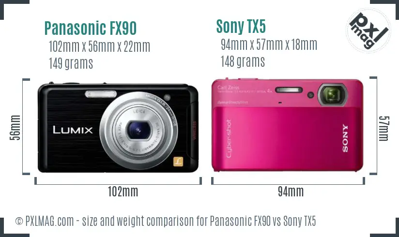 Panasonic FX90 vs Sony TX5 size comparison