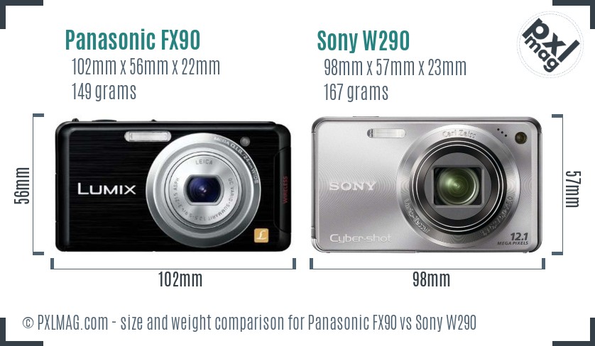 Panasonic FX90 vs Sony W290 size comparison Panasonic FX90 vs Sony W290 size comparison