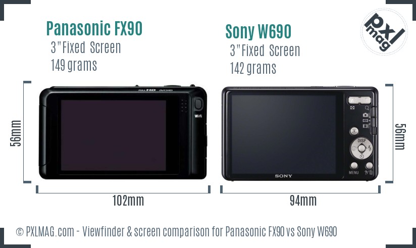 Panasonic FX90 vs Sony W690 Screen and Viewfinder comparison