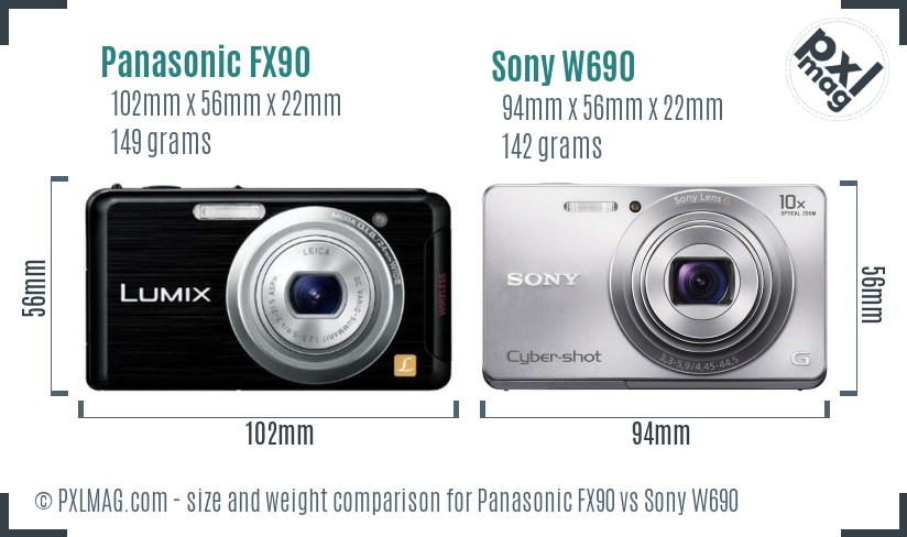 Panasonic FX90 vs Sony W690 size comparison