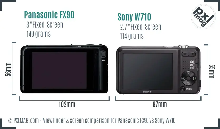 Panasonic FX90 vs Sony W710 Screen and Viewfinder comparison