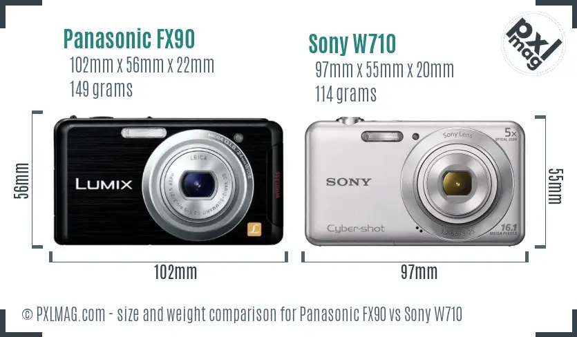 Panasonic FX90 vs Sony W710 size comparison