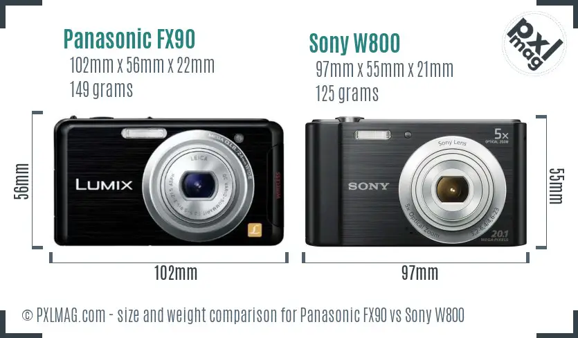 Panasonic FX90 vs Sony W800 size comparison