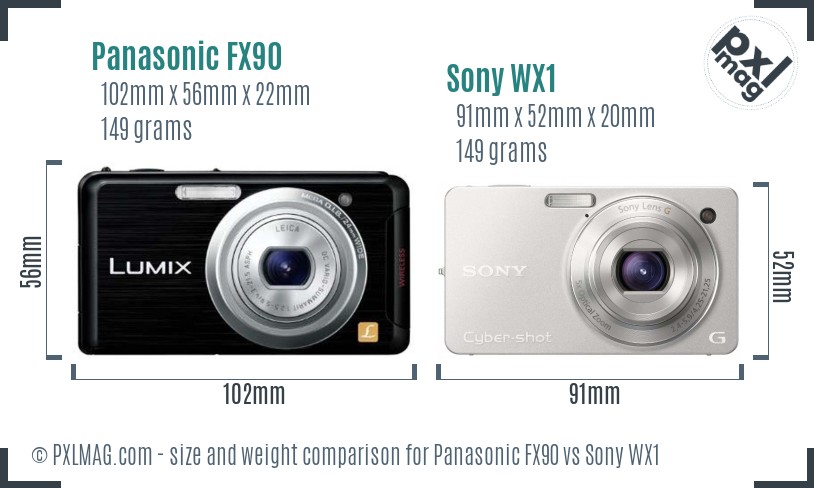 Panasonic FX90 vs Sony WX1 size comparison Panasonic FX90 vs Sony WX1 size comparison