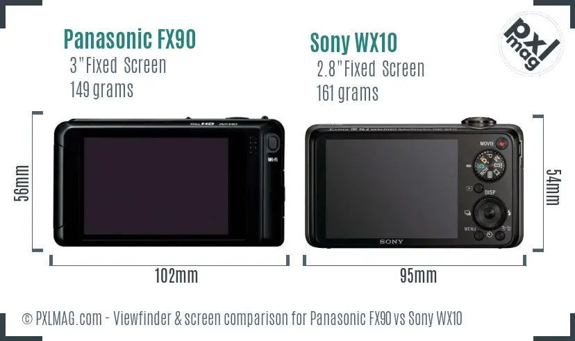 Panasonic FX90 vs Sony WX10 Screen and Viewfinder comparison Panasonic FX90 vs Sony WX10 Screen and Viewfinder comparison