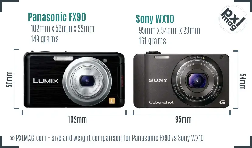Panasonic FX90 vs Sony WX10 size comparison Panasonic FX90 vs Sony WX10 size comparison