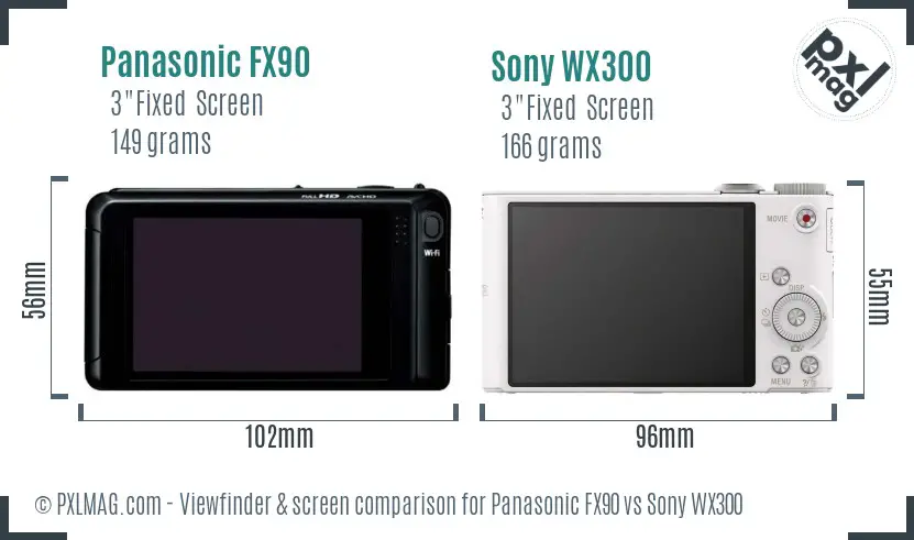 Panasonic FX90 vs Sony WX300 Screen and Viewfinder comparison