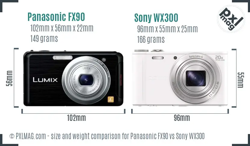 Panasonic FX90 vs Sony WX300 size comparison