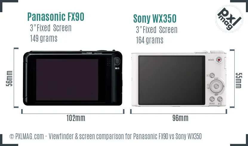 Panasonic FX90 vs Sony WX350 Screen and Viewfinder comparison