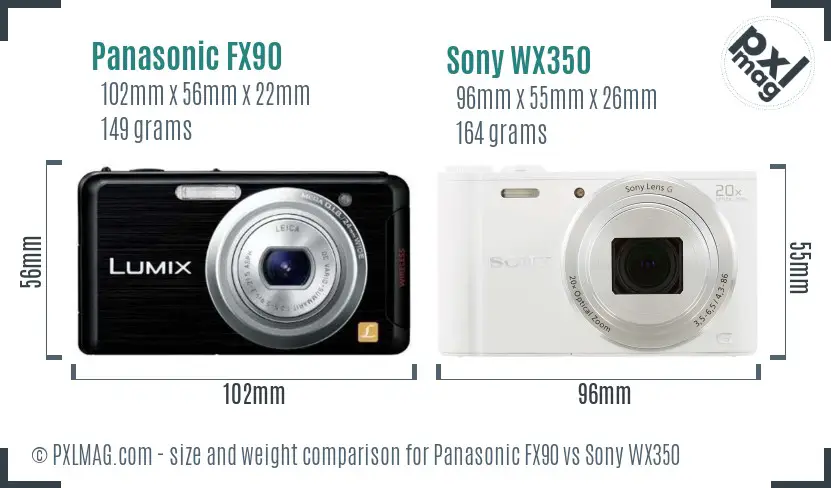 Panasonic FX90 vs Sony WX350 size comparison