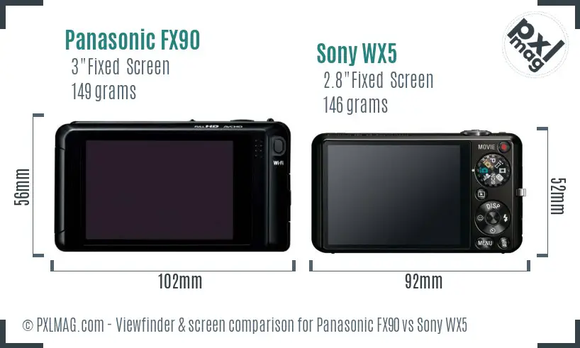 Panasonic FX90 vs Sony WX5 Screen and Viewfinder comparison