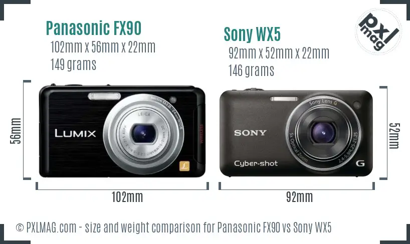 Panasonic FX90 vs Sony WX5 size comparison Panasonic FX90 vs Sony WX5 size comparison
