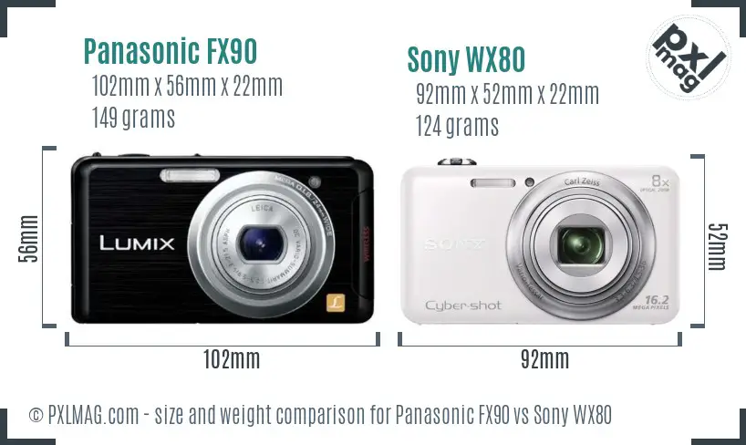 Panasonic FX90 vs Sony WX80 size comparison