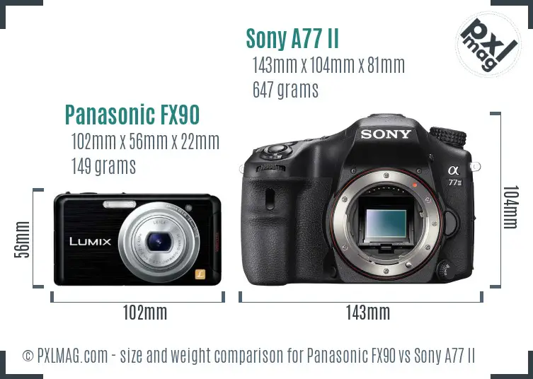 Panasonic FX90 vs Sony A77 II size comparison