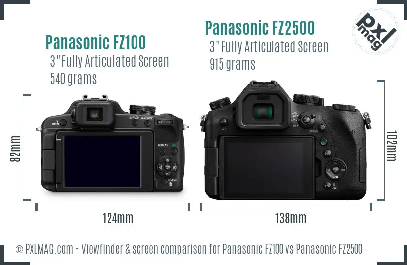 Panasonic FZ100 vs Panasonic FZ2500 Screen and Viewfinder comparison