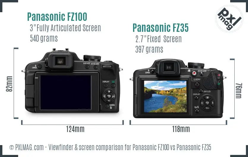 Panasonic FZ100 vs Panasonic FZ35 Screen and Viewfinder comparison