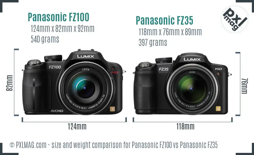 Panasonic FZ100 vs Panasonic FZ35 size comparison