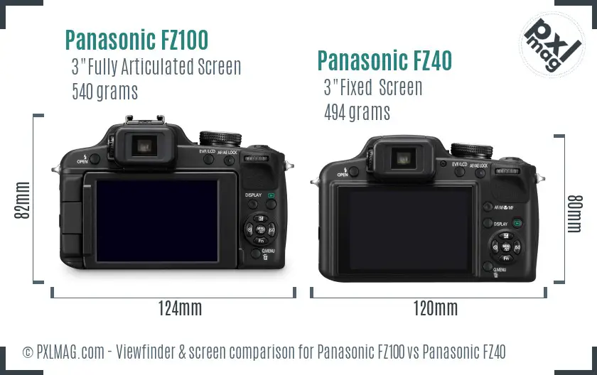 Panasonic FZ100 vs Panasonic FZ40 Screen and Viewfinder comparison