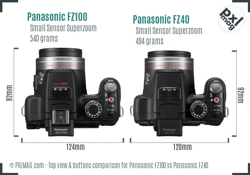 Panasonic FZ100 vs Panasonic FZ40 top view buttons comparison