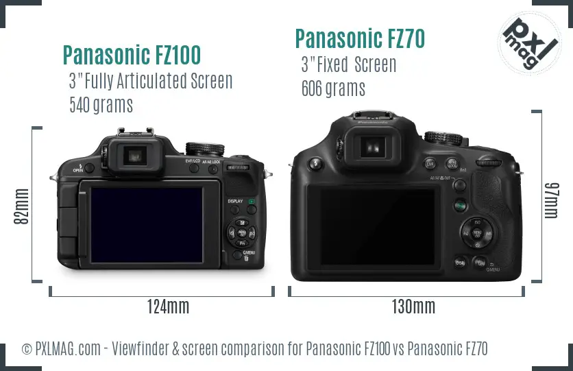 Panasonic FZ100 vs Panasonic FZ70 Screen and Viewfinder comparison