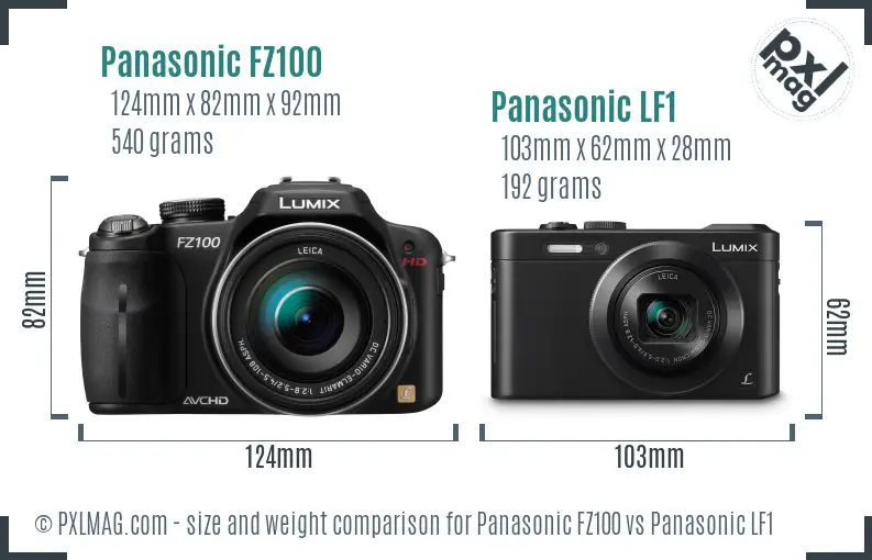 Panasonic FZ100 vs Panasonic LF1 size comparison