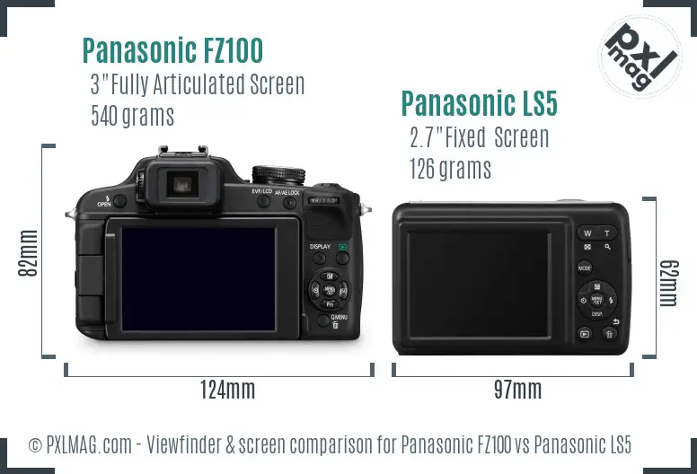Panasonic FZ100 vs Panasonic LS5 Screen and Viewfinder comparison