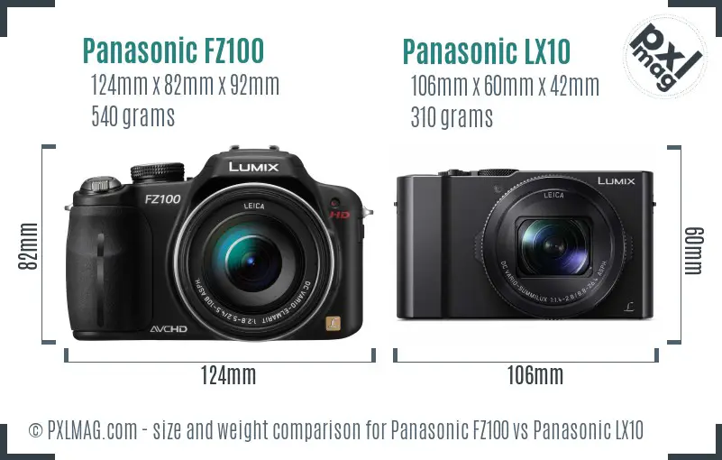 Panasonic FZ100 vs Panasonic LX10 size comparison