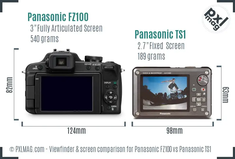Panasonic FZ100 vs Panasonic TS1 Screen and Viewfinder comparison