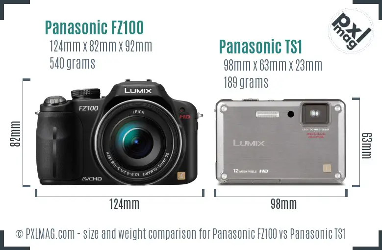 Panasonic FZ100 vs Panasonic TS1 size comparison