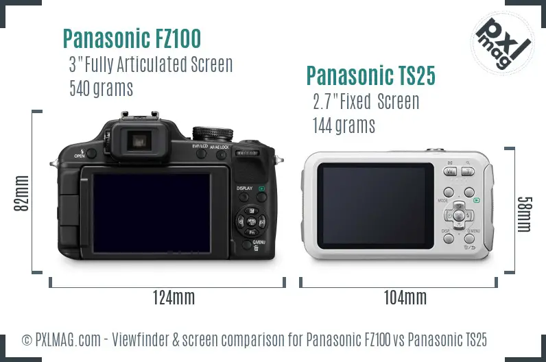 Panasonic FZ100 vs Panasonic TS25 Screen and Viewfinder comparison