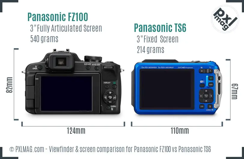 Panasonic FZ100 vs Panasonic TS6 Screen and Viewfinder comparison