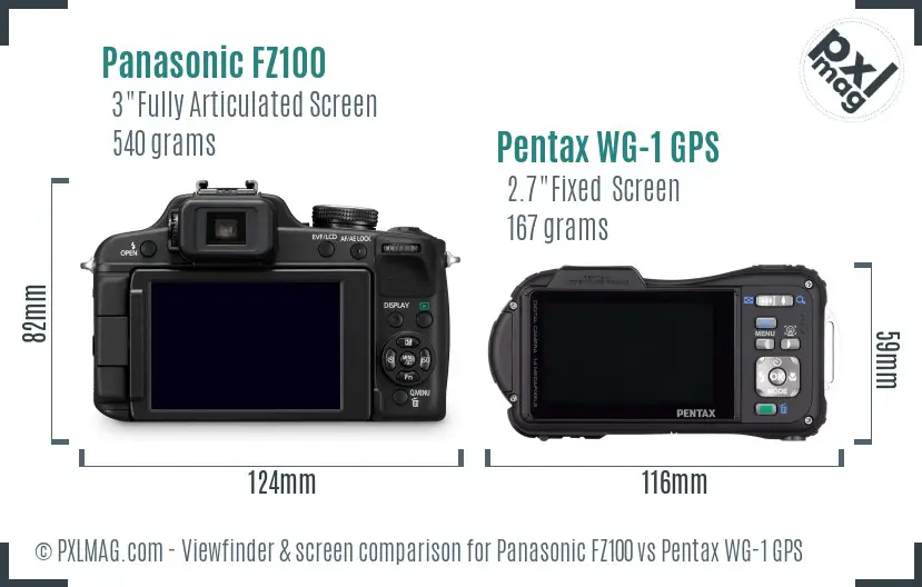 Panasonic FZ100 vs Pentax WG-1 GPS Screen and Viewfinder comparison