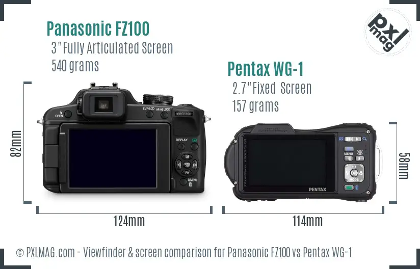 Panasonic FZ100 vs Pentax WG-1 Screen and Viewfinder comparison