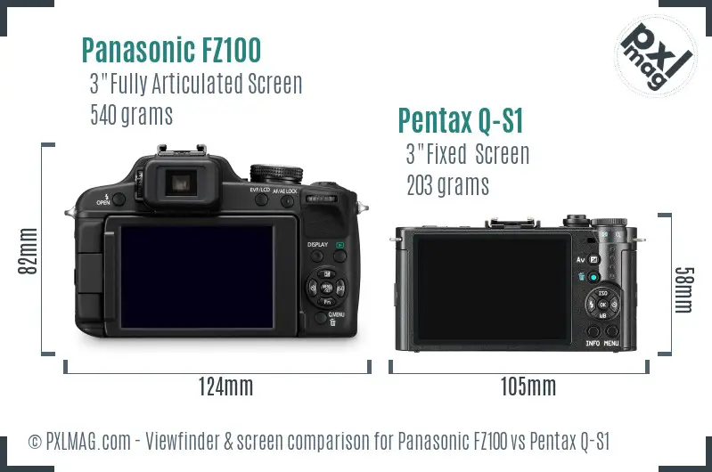 Panasonic FZ100 vs Pentax Q-S1 Screen and Viewfinder comparison