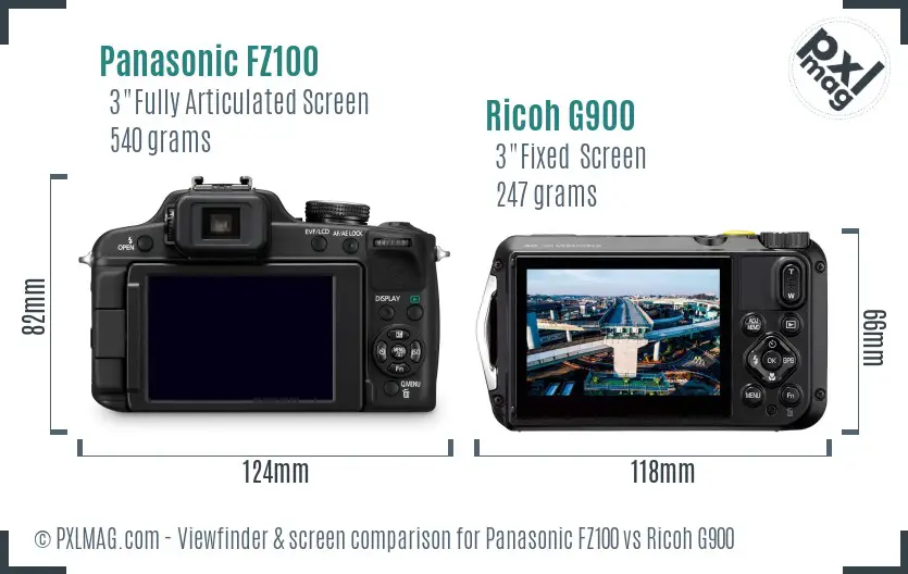 Panasonic FZ100 vs Ricoh G900 Screen and Viewfinder comparison