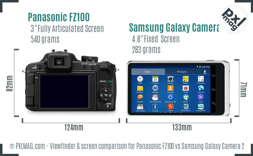 Panasonic FZ100 vs Samsung Galaxy Camera 2 Screen and Viewfinder comparison