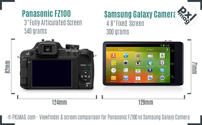 Panasonic FZ100 vs Samsung Galaxy Camera Screen and Viewfinder comparison Panasonic FZ100 vs Samsung Galaxy Camera Screen and Viewfinder comparison