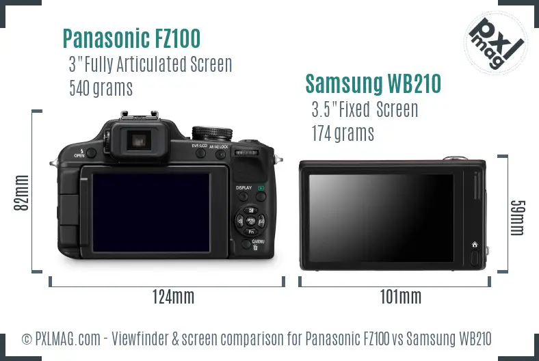Panasonic FZ100 vs Samsung WB210 Screen and Viewfinder comparison Panasonic FZ100 vs Samsung WB210 Screen and Viewfinder comparison