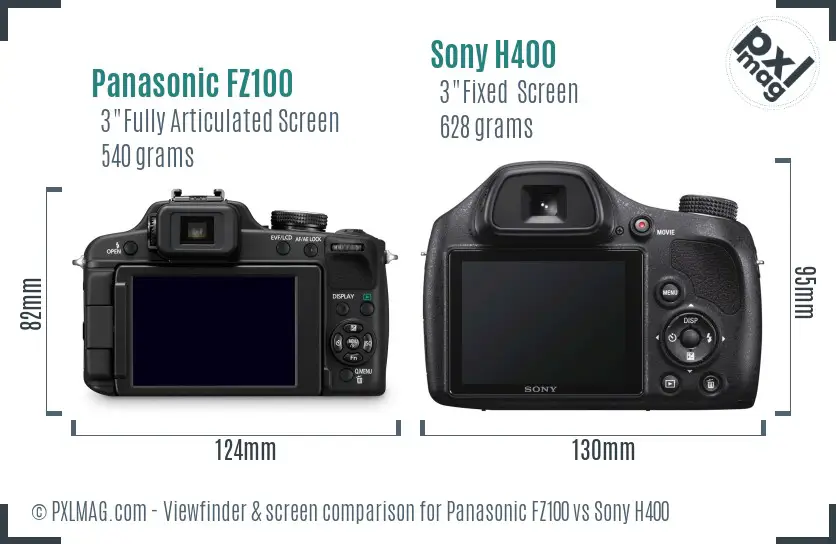 Panasonic FZ100 vs Sony H400 Screen and Viewfinder comparison