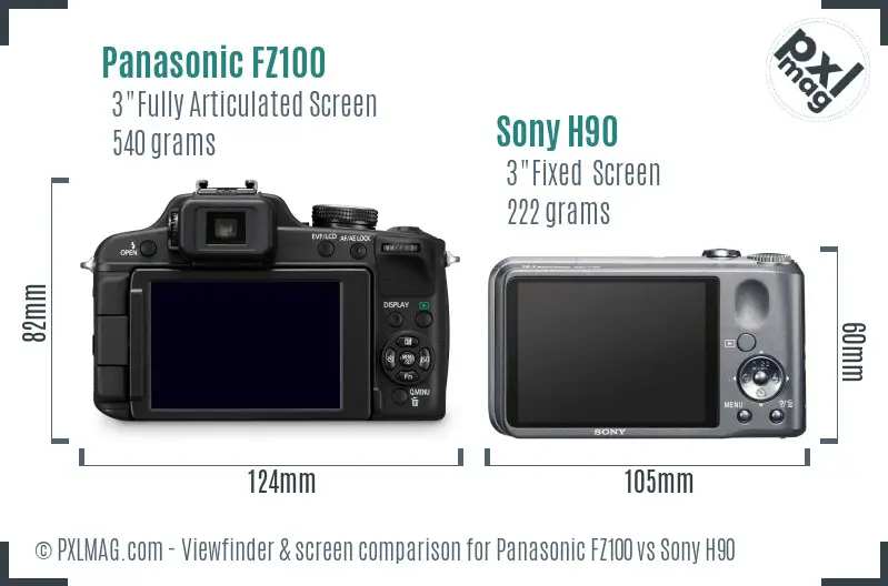 Panasonic FZ100 vs Sony H90 Screen and Viewfinder comparison Panasonic FZ100 vs Sony H90 Screen and Viewfinder comparison