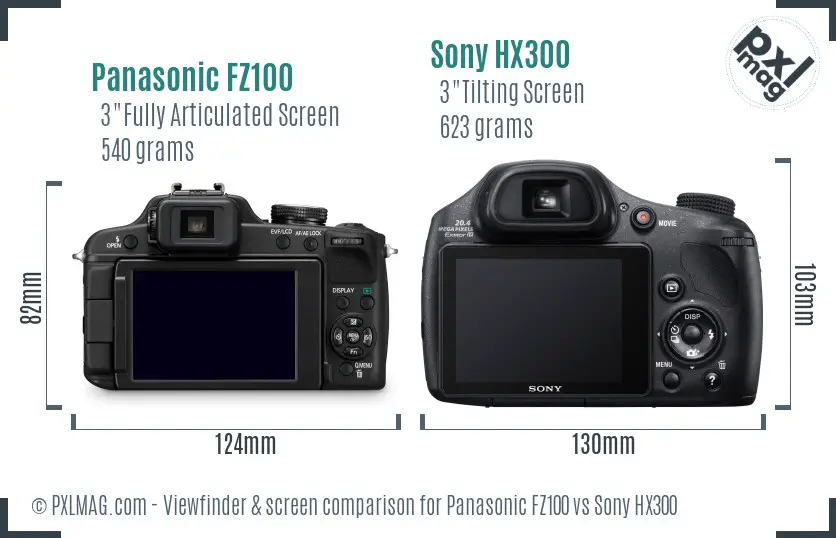 Panasonic FZ100 vs Sony HX300 Screen and Viewfinder comparison Panasonic FZ100 vs Sony HX300 Screen and Viewfinder comparison