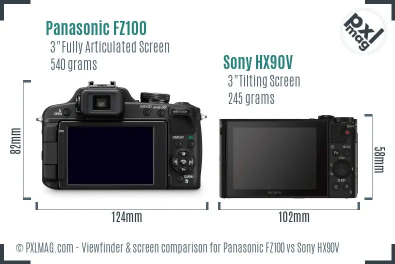 Panasonic FZ100 vs Sony HX90V Screen and Viewfinder comparison Panasonic FZ100 vs Sony HX90V Screen and Viewfinder comparison