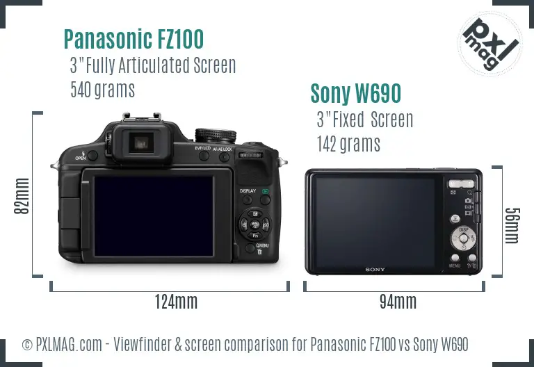 Panasonic FZ100 vs Sony W690 Screen and Viewfinder comparison Panasonic FZ100 vs Sony W690 Screen and Viewfinder comparison