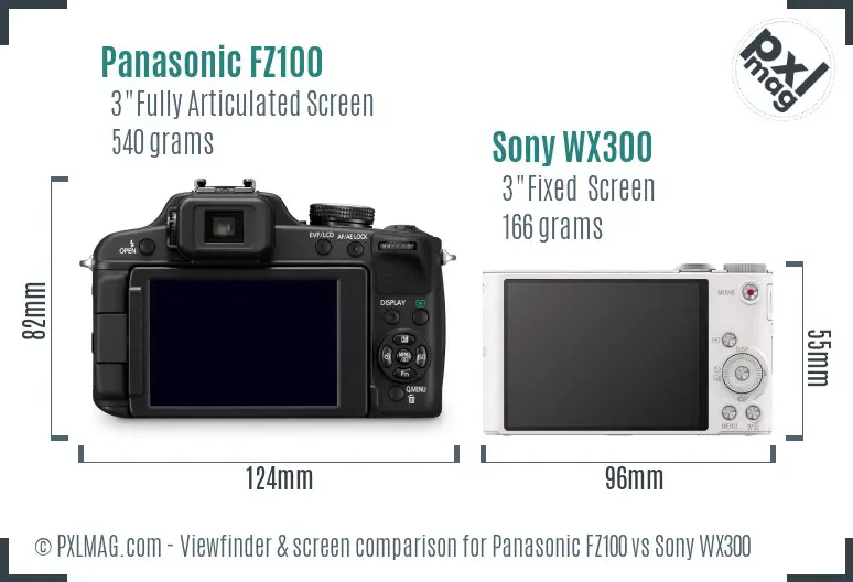 Panasonic FZ100 vs Sony WX300 Screen and Viewfinder comparison