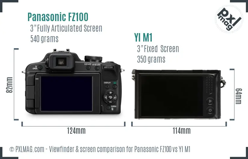 Panasonic FZ100 vs YI M1 Screen and Viewfinder comparison