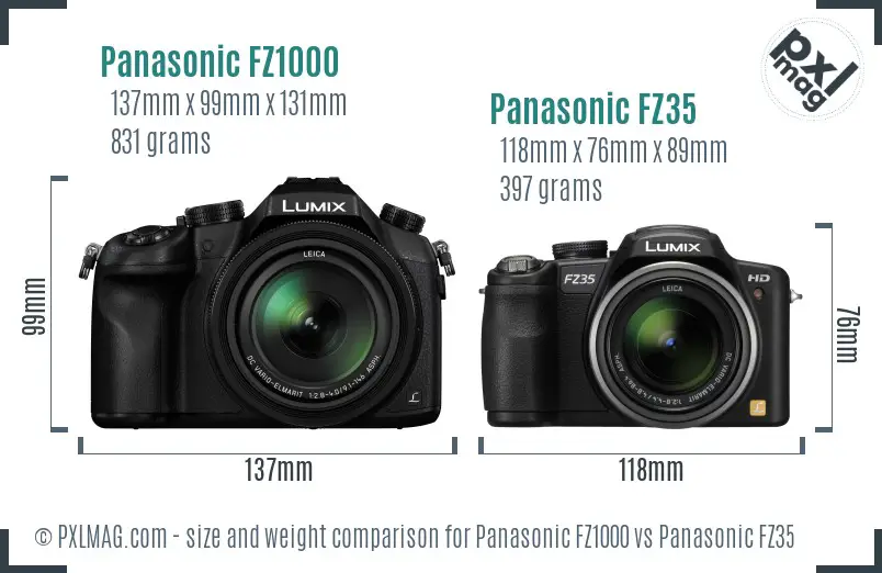 Panasonic FZ1000 vs Panasonic FZ35 size comparison