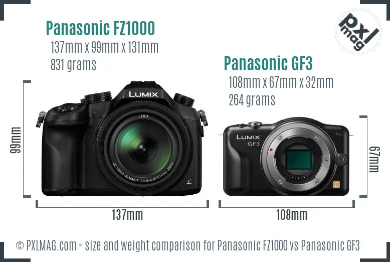 Panasonic FZ1000 vs Panasonic GF3 size comparison